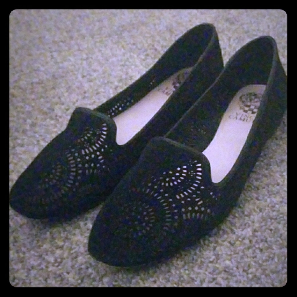 Vince Camuto Black Suede Cutout Flats